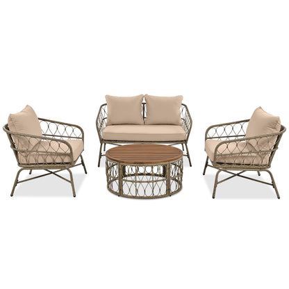 Bohemia-Inspired 4-Person Outdoor Seating Group With Removable Cushions