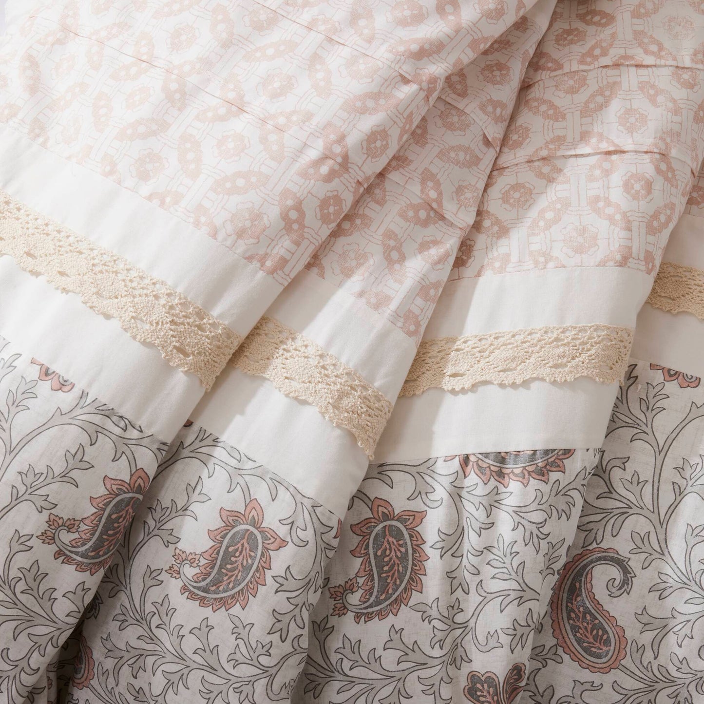 9 Piece Cotton Percale Comforter Set Blush
