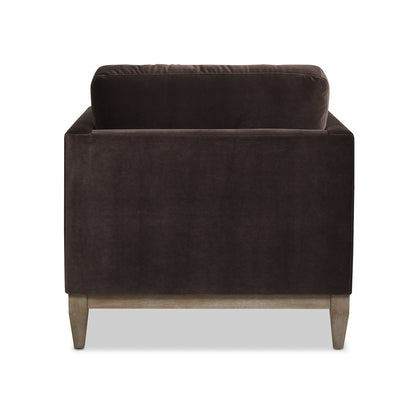 Knox 36" Modern Farmhouse Arm Chair, Deep Brown Performance Velvet