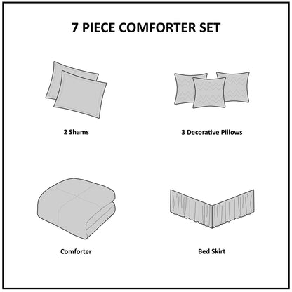 7 Piece Faux Suede Comforter Set Tan Queen