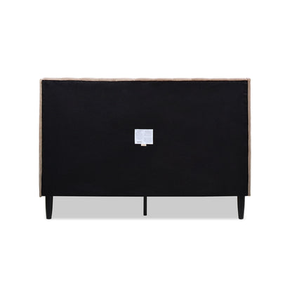Aspen Vertical Tufted Modern Headboard Platform Bed Set, Queen, Mink Beige Performance Velvet