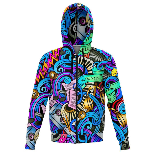 MUSIC IS LIFE PREMIUM ZIP UP HOODIE
