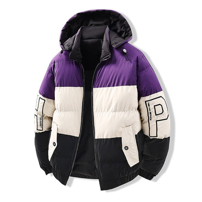 Color-blocking Euro-American Style Reversible Cotton Jacket