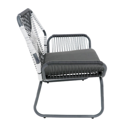 Set of 2 Woven Rattan Outdoor Club Chairs with Cushions