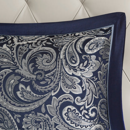 12 Piece Comforter Set with Cotton Bed Sheets Navy Cal King