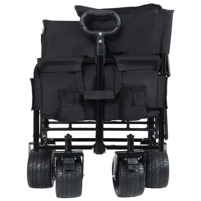 3-in-1 Convertible Folding Wagon Cart with Bench Seat & Storage