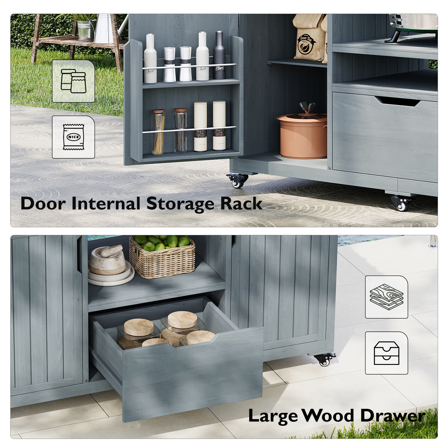 K&K 66.5" Outdoor Kitchen Island for Big Green Egg Grills