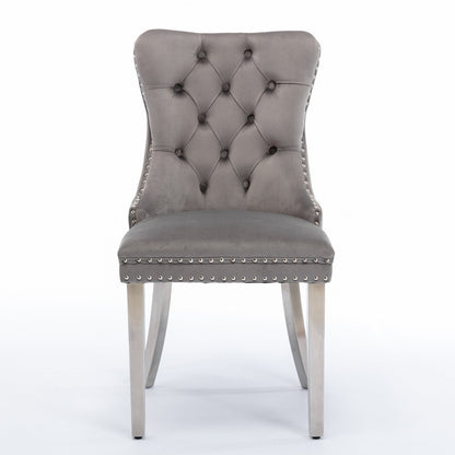 A&A Furniture Nikki Collection Modern Velvet Upholstered Dining Chairs - Set of 2