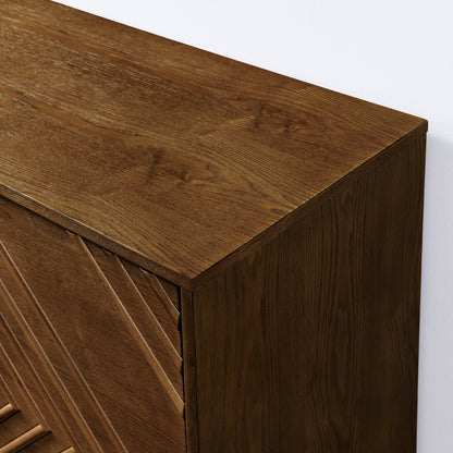 Diamond Fluted Sideboard Storage Cabinet with Adjustable Shelves