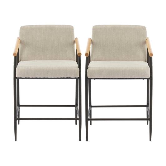 Mid Century Modern Counter Stool Set With Iron Frame