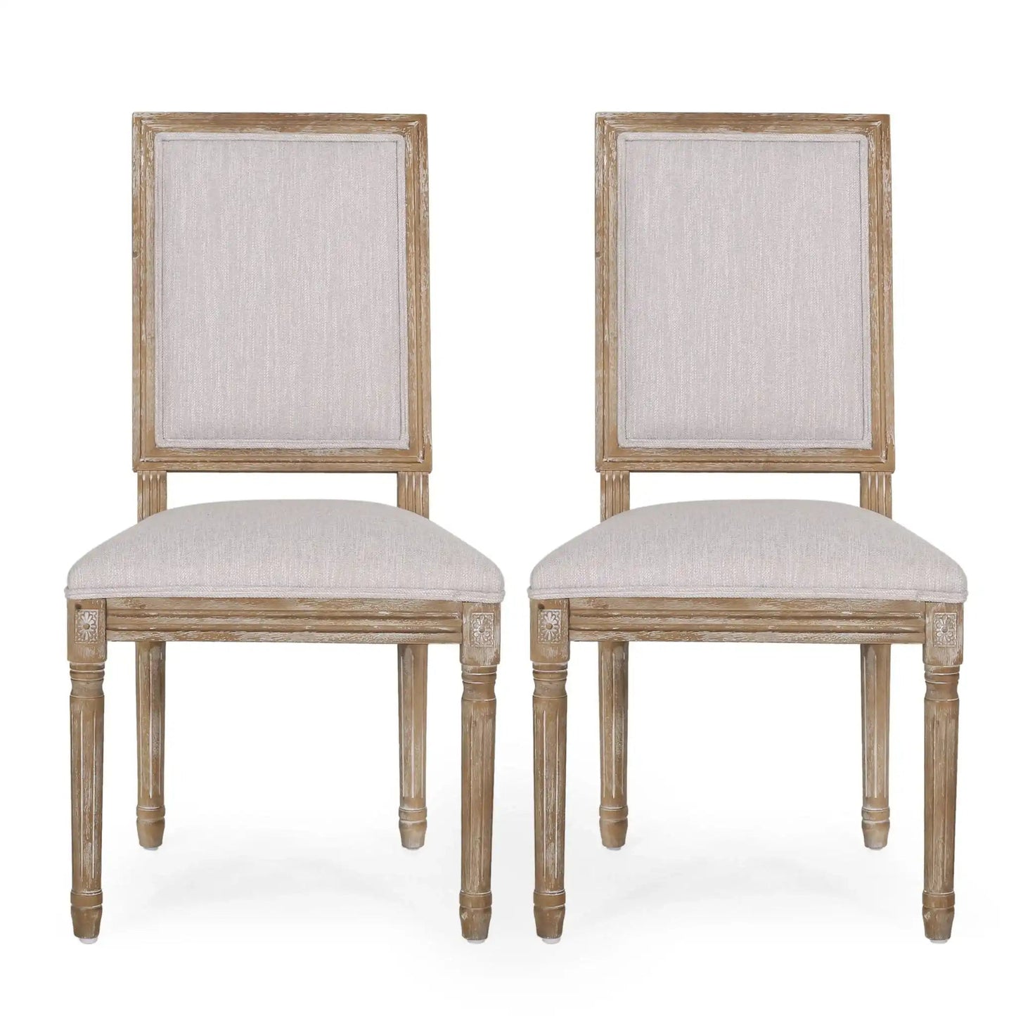 French Country Style Dining Chair with Upholstered Seating and Fluted Legs