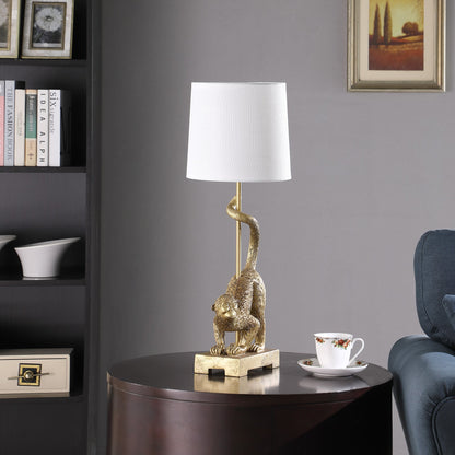 24-Inch Old World Gold Capuchin Monkey Polyresin Table Lamp