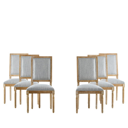 French Country Style Dining Chair with Upholstered Seating and Fluted Legs