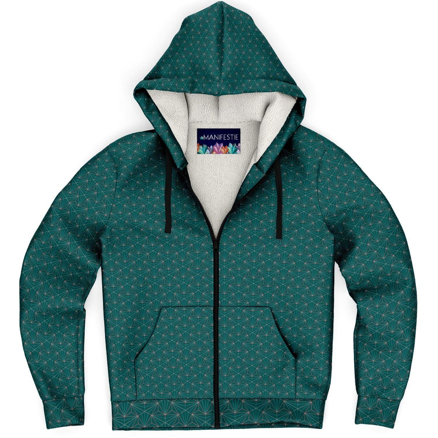 Turquoise Sacred Connections Premium Sherpa Lined Zip Hoodie