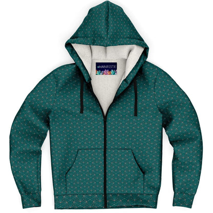 Turquoise Sacred Connections Premium Sherpa Lined Zip Hoodie