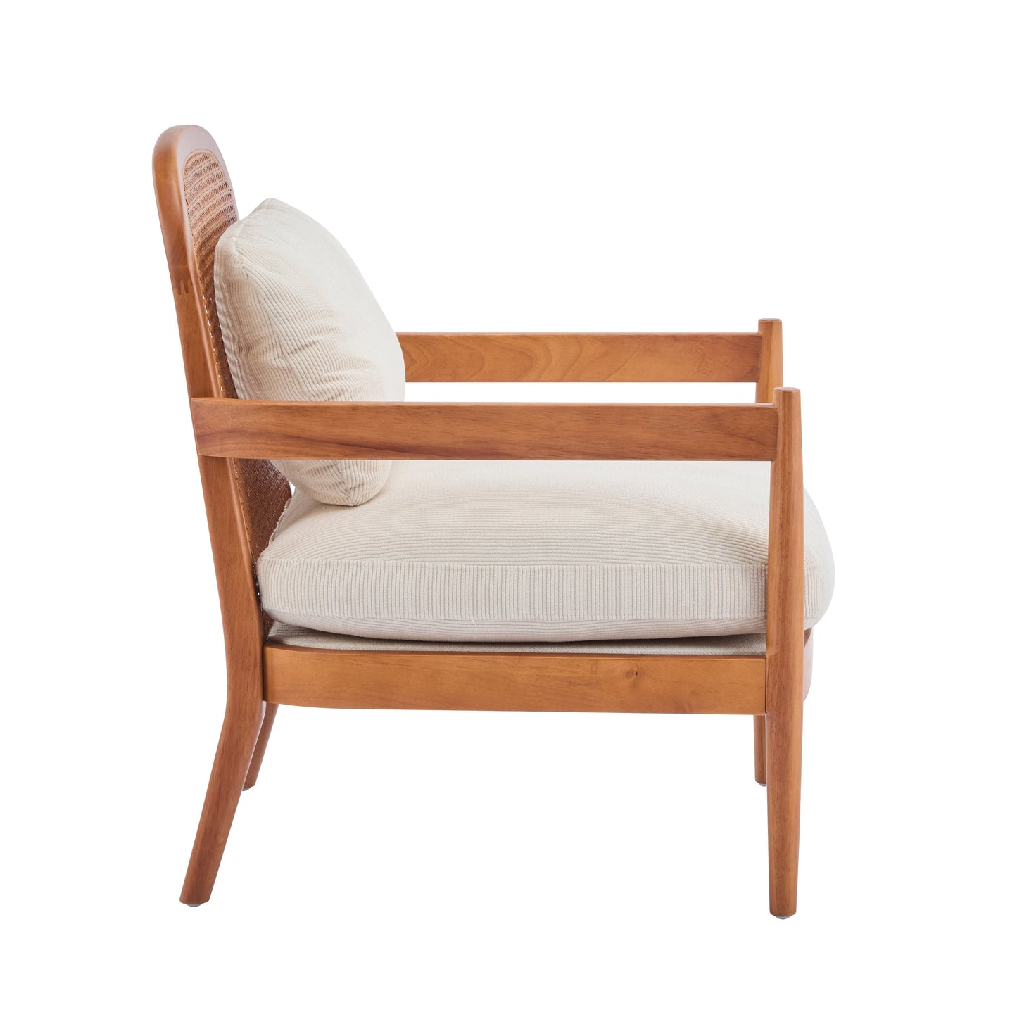 Elliston Rattan Backrest Solid Wood Accent Chair with Cushions - Set of 2