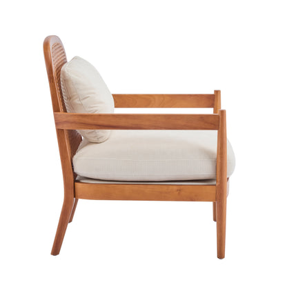 Elliston Rattan Backrest Solid Wood Accent Chair with Cushions - Set of 2