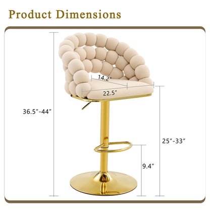 Puffy Bubble Chair, Ball Chain (Set of 2) - Beige / Gold