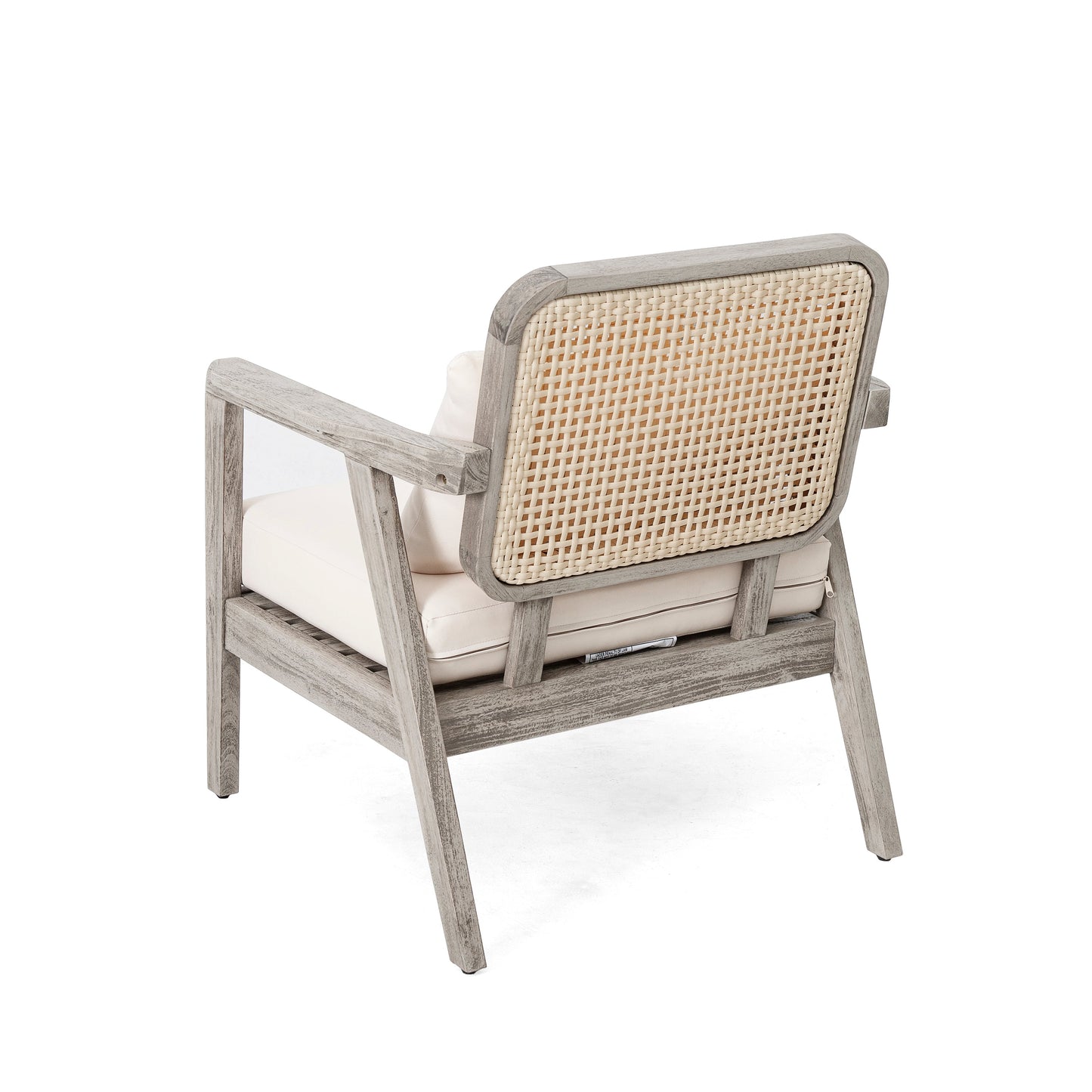 (Set of 2) Outdoor Acacia Wood Patio Club Chairs with Cushions