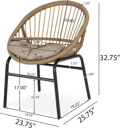 Outdoor Accent Chair with Curved Back and Basket Frame Set of 2