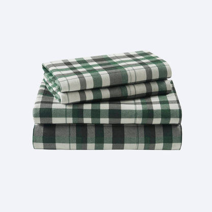4 Pieces Queen 100% Cotton Flannel Printed Sheet Set Finton