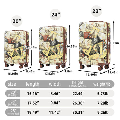 3-Piece PC Spinner Wheel Luggage Set with Printed Pattern
