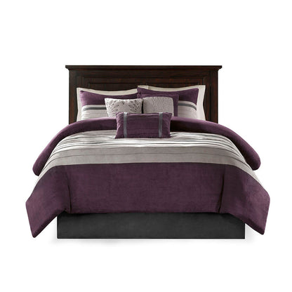 7 Piece Purple Faux Suede Comforter Set Full
