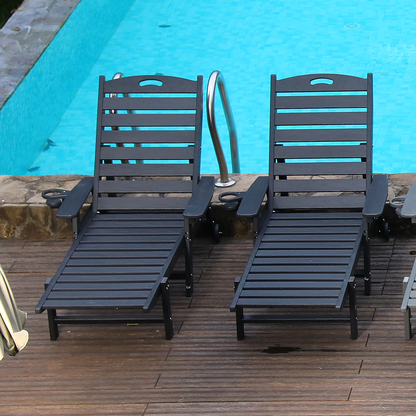 HDPE Chaise Lounge Chair Outdoor with Adjustable Backrest