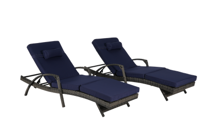 Outdoor Wicker Reclining Chair Set of 2 with Cushions