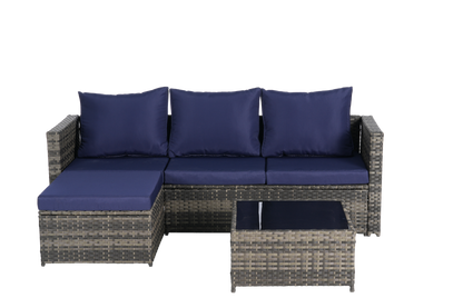 2 Pieces Patio Furniture Set, Outdoor Woven Sectional L-Shaped Patio Furniture