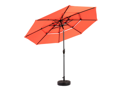 Aluminium 10ft 3-Tier Auto-Tilt Outdoor Patio Umbrella - Orange