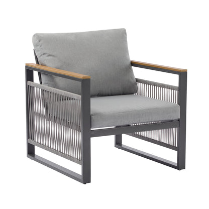 4-Pieces Outdoor Metal Patio Furniture Set with Cushions