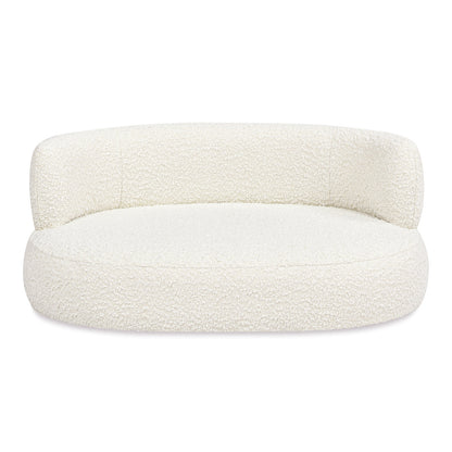 Shep 36' Curved Dog Sofa Bed, Medium, Ivory White Boucle