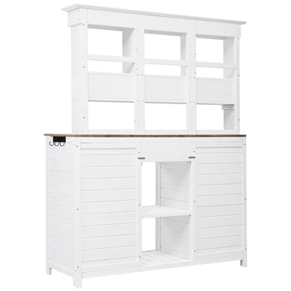 TOPMAX 65.7" Tall Garden Potting Bench Table with Hutch