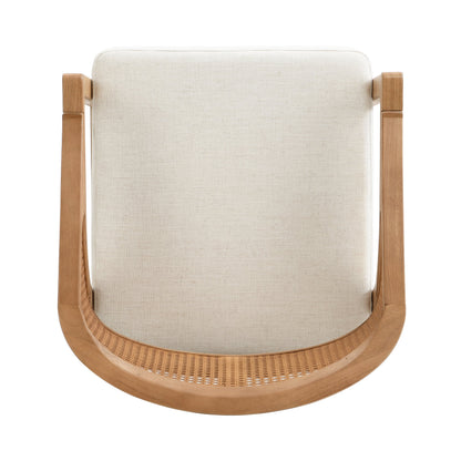Wooden Frame Counter Stool with Rattan Back - Set of 2