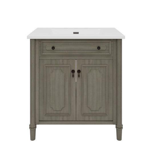 Vintage Bathroom Vanity With Sink, Rustic Cabinet With Soft Close Doors