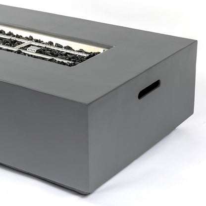 Volon Modern Rectangular Fire Pit Table in Light Gray