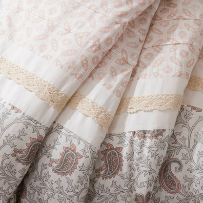 9 Piece Cotton Percale Comforter Set Blush