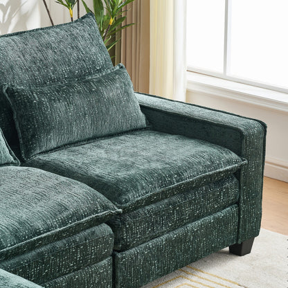 Modern Comfy Chenille L Shaped Sectional Sofa with Movable Ottoman