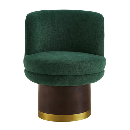 Round Swivel Accent Chair With Ergonomic Backrest For Living Room