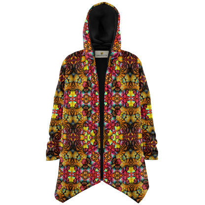 Fractal Glass Cuddle Cloak | Unisex Minky Sherpa Lined Hooded Coat | Women and Mens Festival Coat | Mountain Fashion