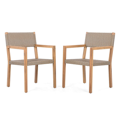 Outdoor Dining Chairs for Patios and Gardens (Set of 2) - Light Brown Multi / Light Teak