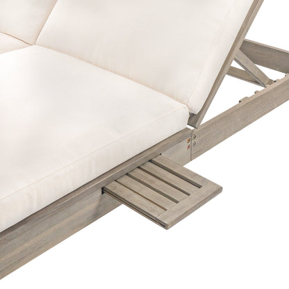 TREXM 5-Position Adjustable Backrest Double Chaise Lounge Outdoor