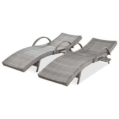 K&K 80" Outdoor Wicker Chaise Lounge Chairs Set of 2