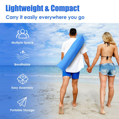 3-4 Person Easy Pop Up Beach Tent UPF 50+ Portable Sun Shelter