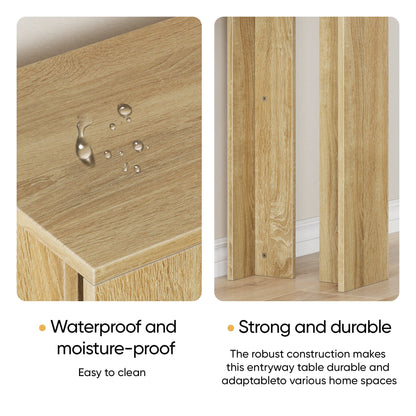 Farmhouse Style Oak-Colored Extra-Long Console Table