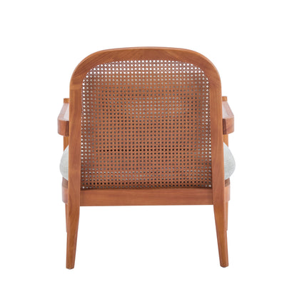Elliston Rattan Backrest Solid Wood Accent Chair with Cushions - Set of 2