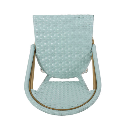 29.5' Outdoor PE Rattan and Aluminum French Barstools, Set of 2