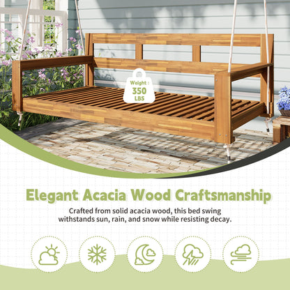 TOPMAX Patio Wooden Twin Size Porch Swing Daybed Frame