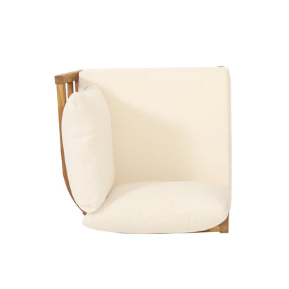 Crowne 4-Pcs Sofa Conversation Set with Beige Cushion, Teak